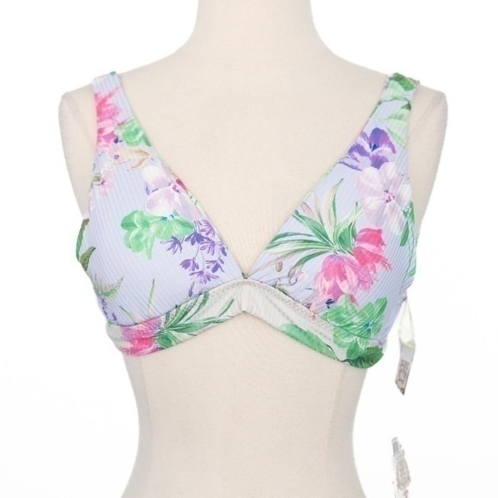 Becca Swimwear. Reversible Everglade Banded Bikini Top.